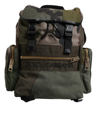 Military Green Patchwork Travel Backpack Bag