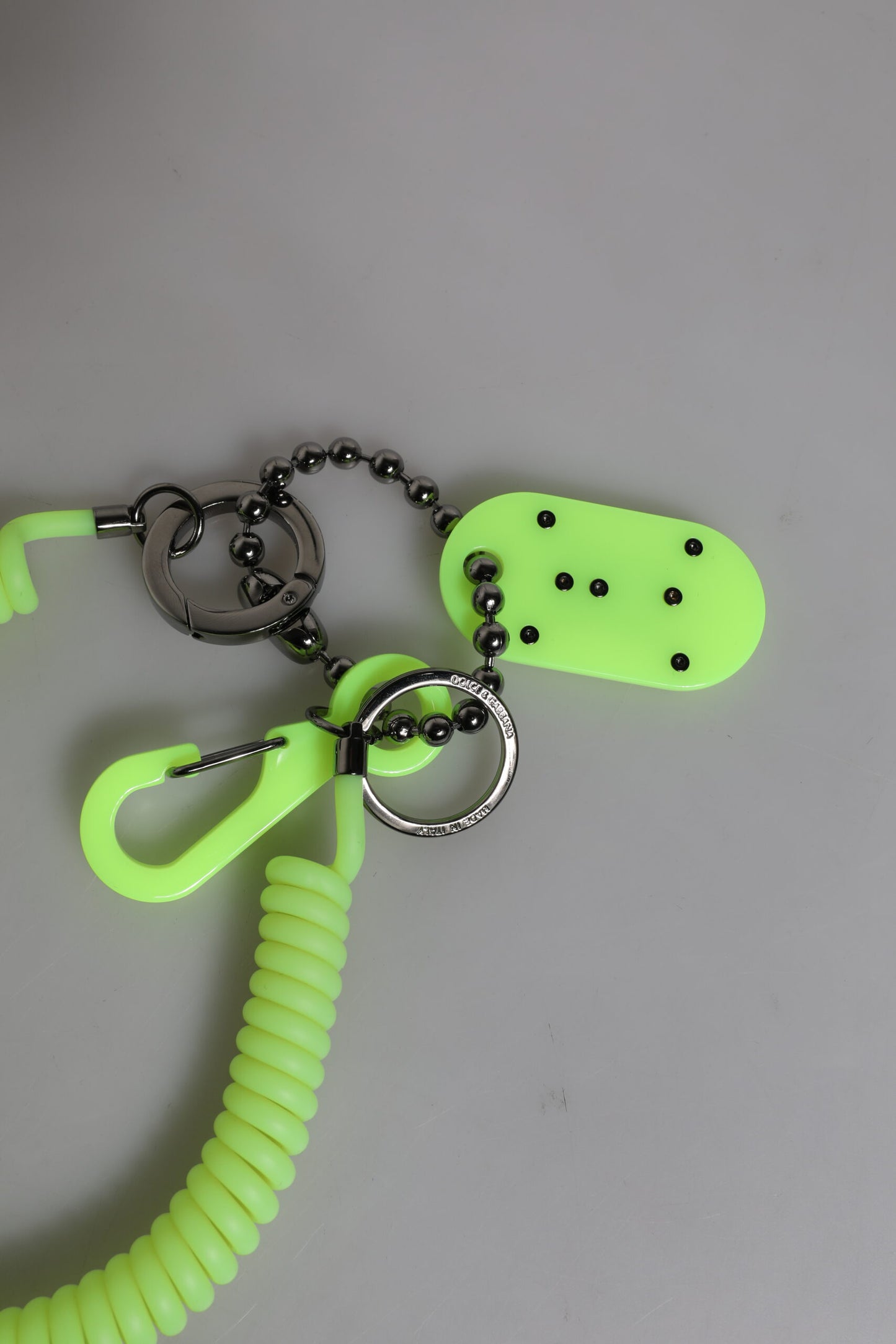 Green Springy Key Holder DG Logo Men's Keychain Keyring