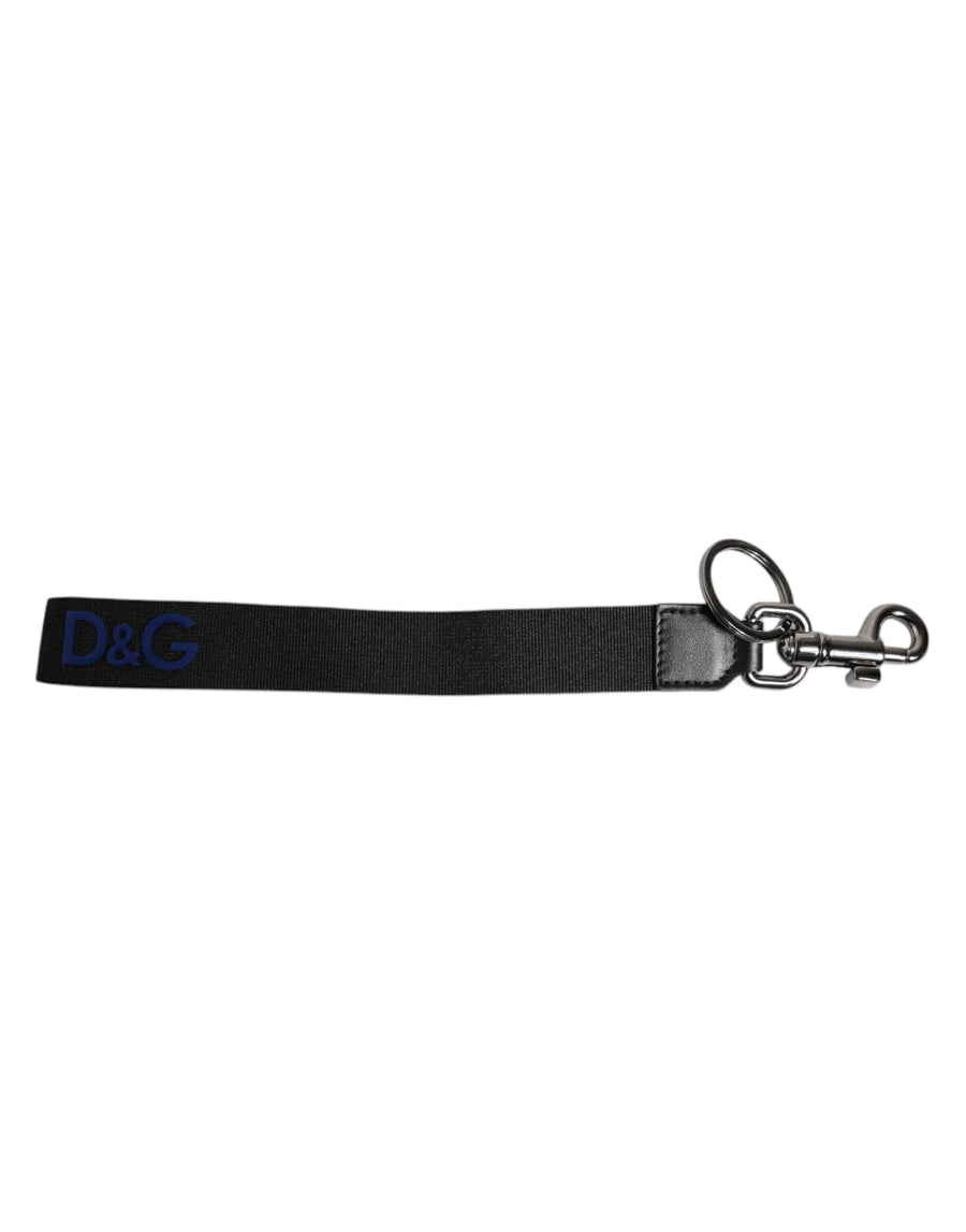 Black Logo Nylon Silver Brass Men Holder Keychain Keyring