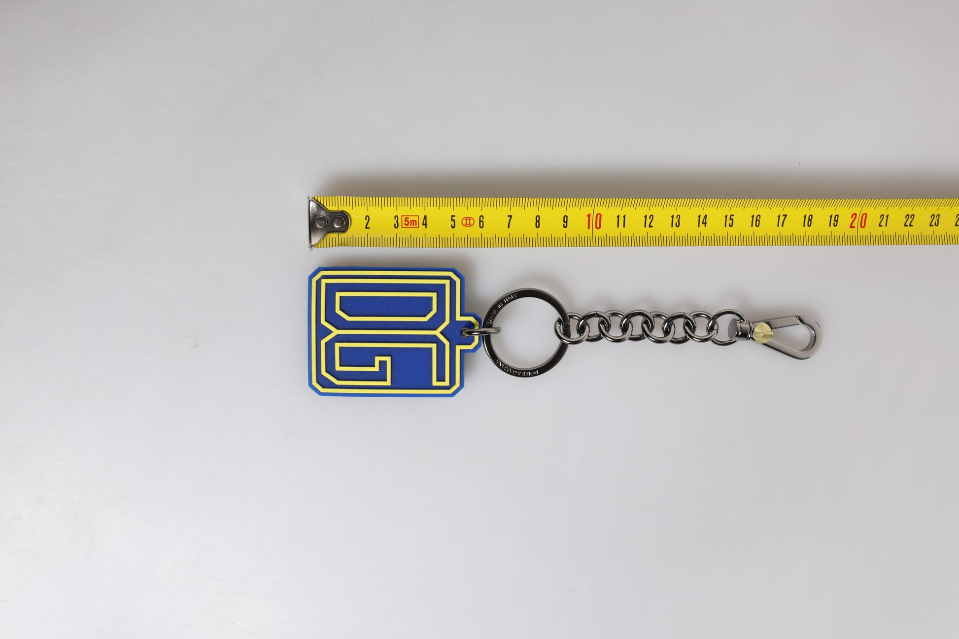 Blue Yellow DG Rubber Logo Silver Men's Keychain Keyring