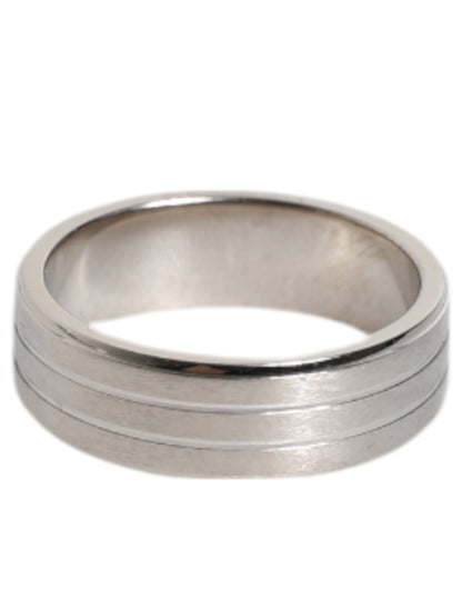 Silver Tone Brass Clear Crystal DG Logo Ring