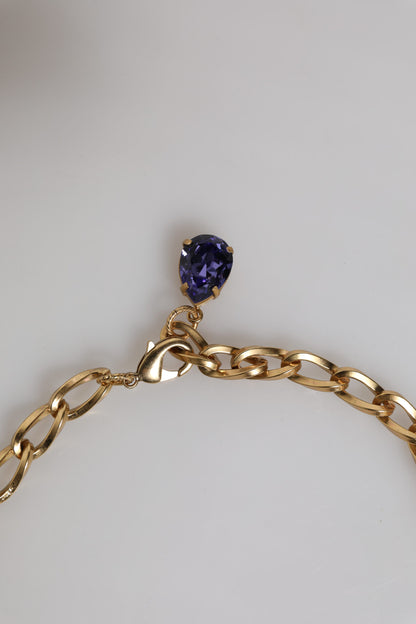 Gold Brass Floral Crystals Pearl Embellished Necklace