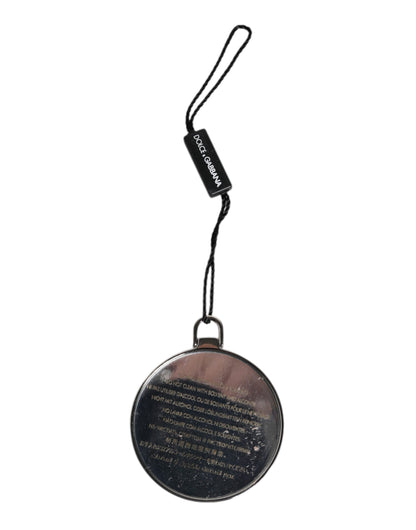 Green Calfskin Leather Round Logo Hand Mirror Holder