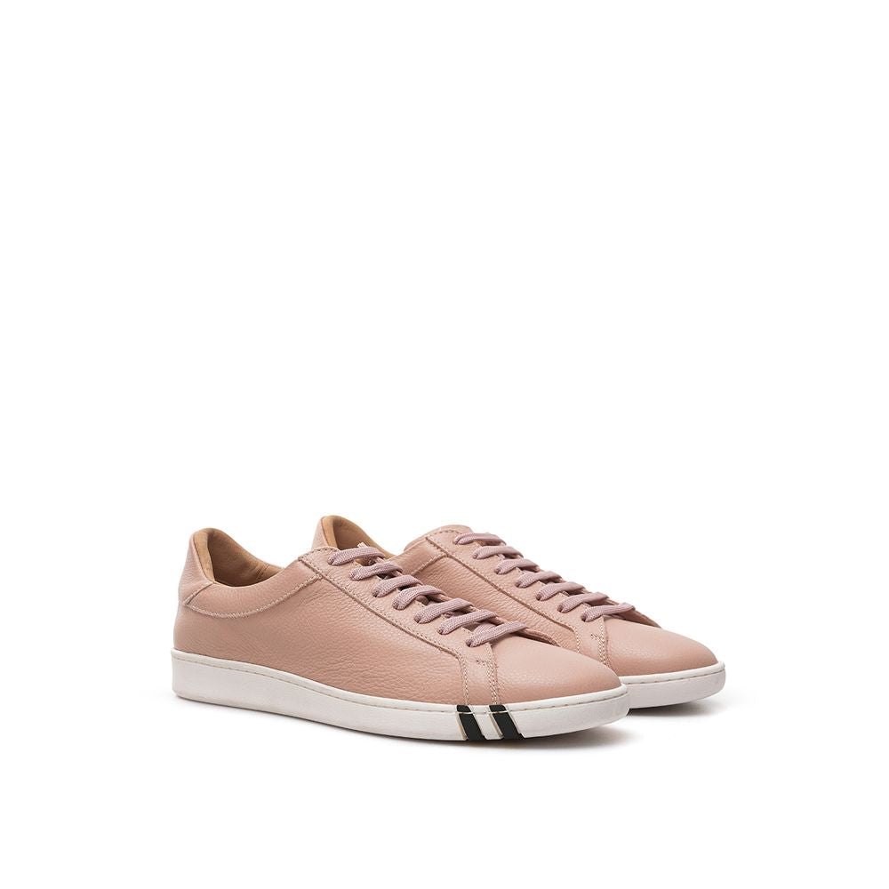 Pink Leather Low Top Sneakers