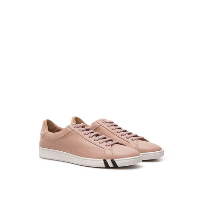 Pink Leather Low Top Sneakers