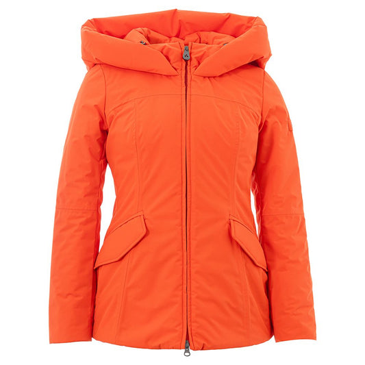 Orange Polyester Full-Length Jacket