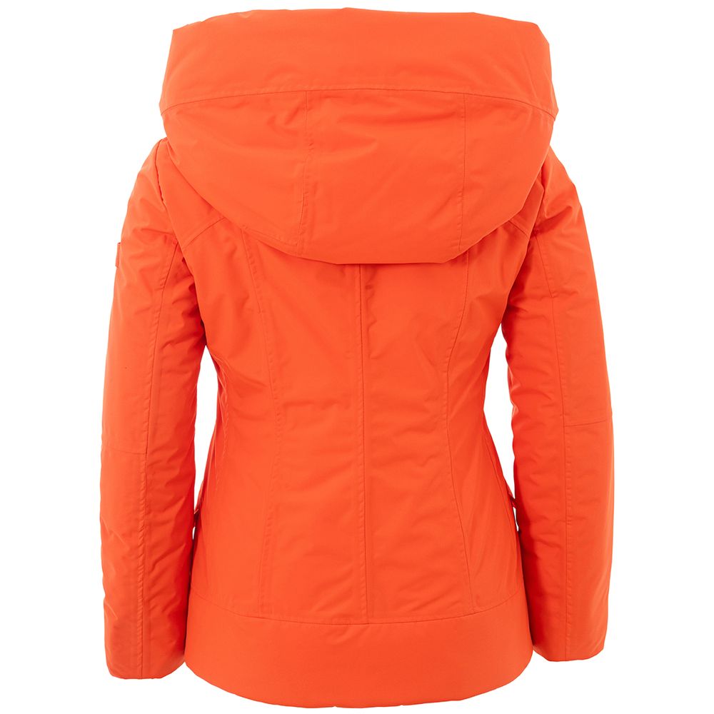 Orange Polyester Full-Length Jacket