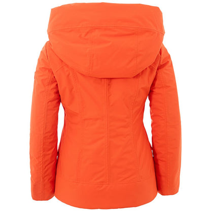 Orange Polyester Full-Length Jacket
