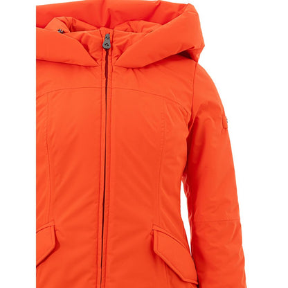 Orange Polyester Full-Length Jacket