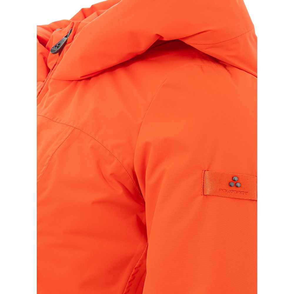 Orange Polyester Full-Length Jacket
