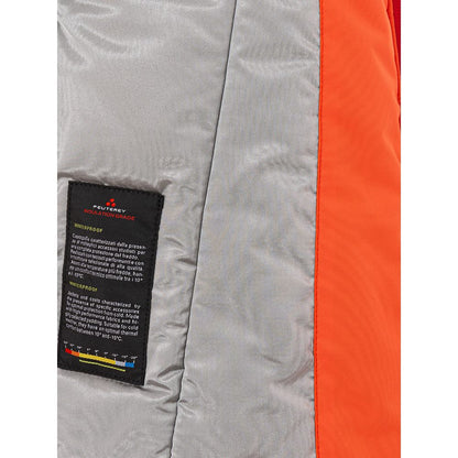 Orange Polyester Full-Length Jacket