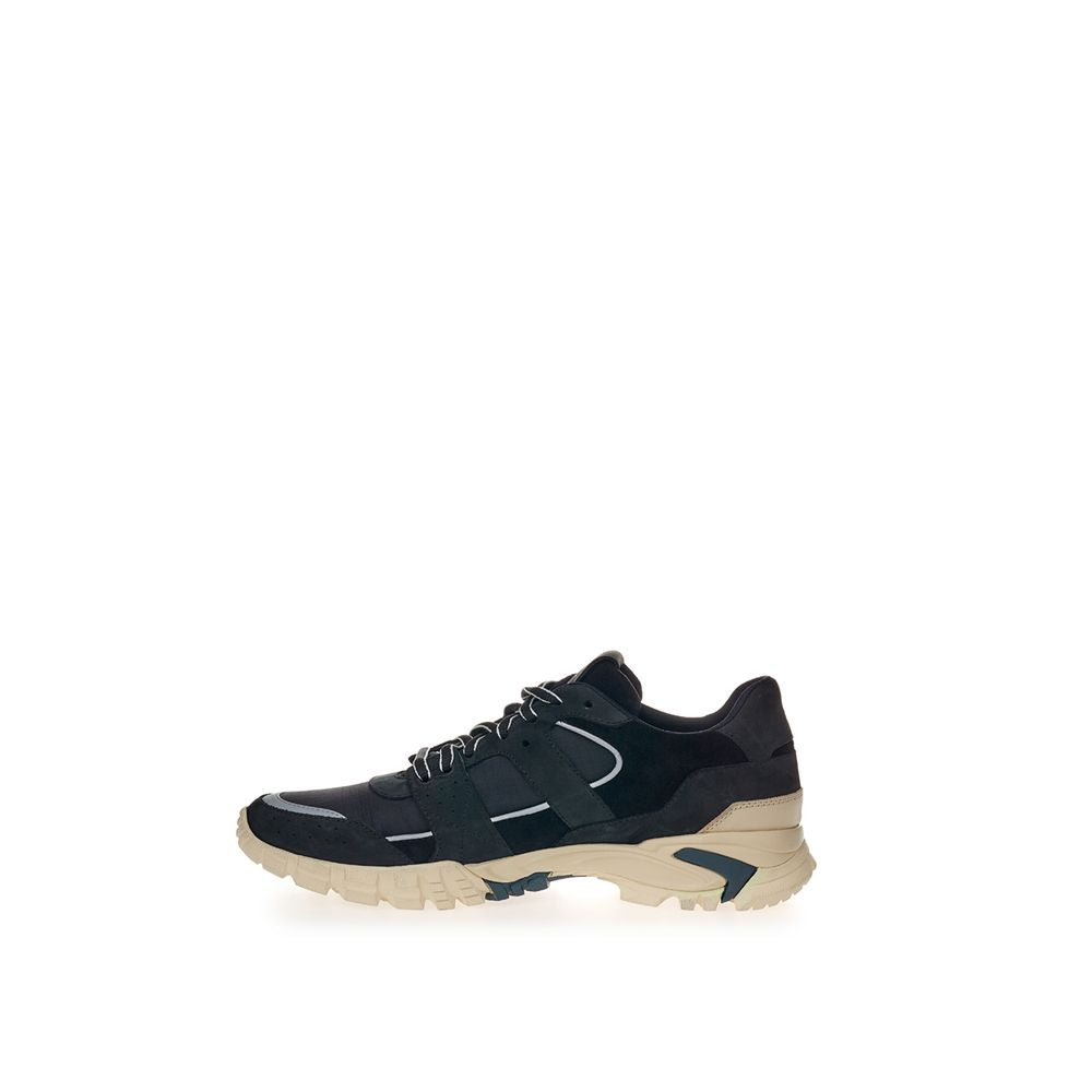 Black Suede Leather Athletic Sneakers