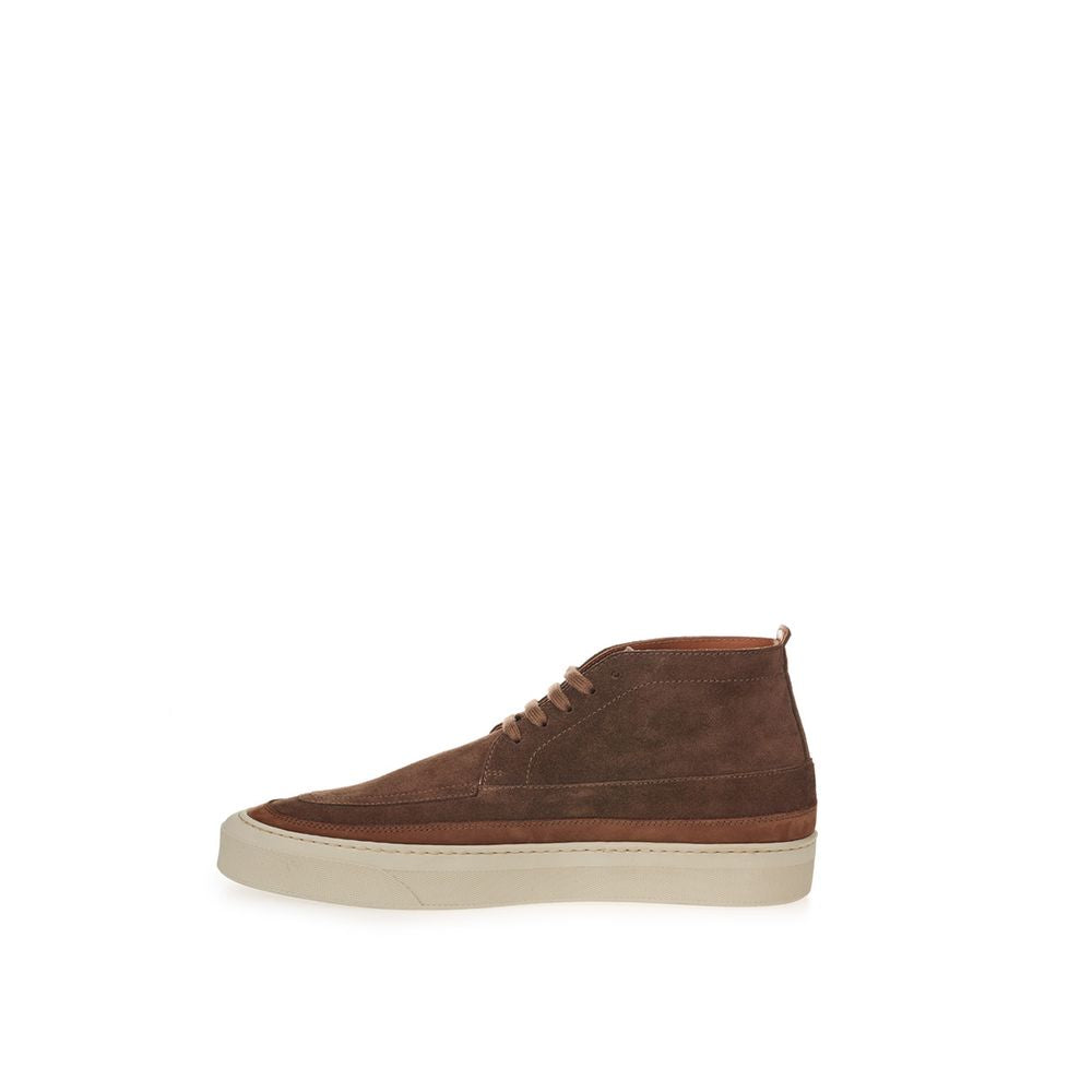 Brown Suede Leather Athletic Sneakers