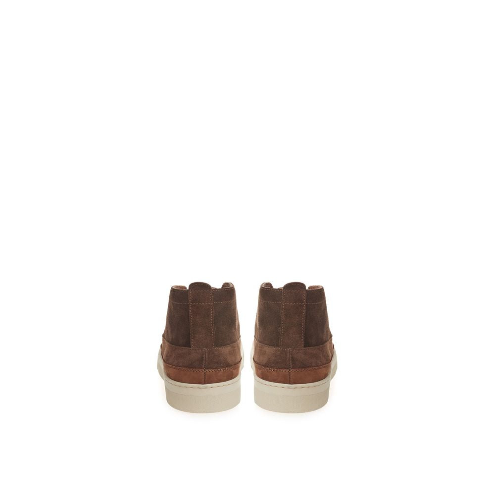 Brown Suede Leather Athletic Sneakers