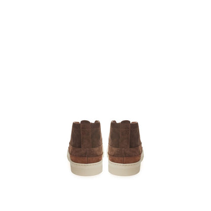 Brown Suede Leather Athletic Sneakers
