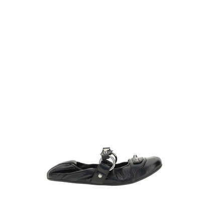 Black Calf Leather Bos Taurus Ballet Flats