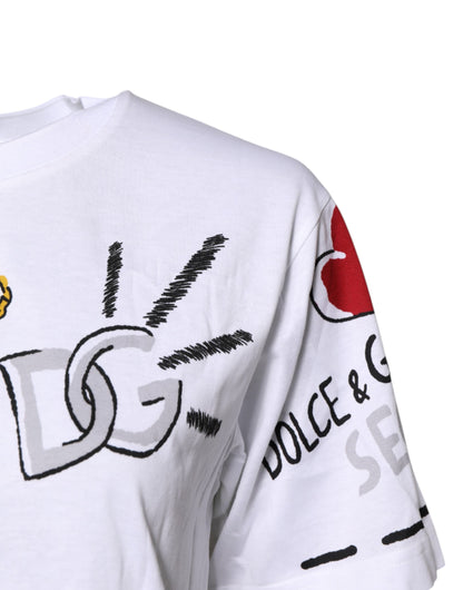 White Short-Sleeved Printed Jersey T-shirt