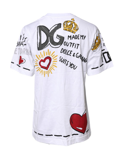 White Short-Sleeved Printed Jersey T-shirt