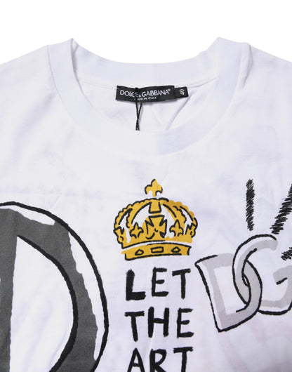 White Short-Sleeved Printed Jersey T-shirt