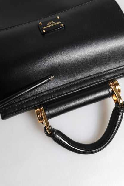 Black Calfskin Leather Logo Plaque Mini Bag