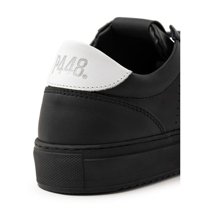 Black Leather Athletic Sneakers