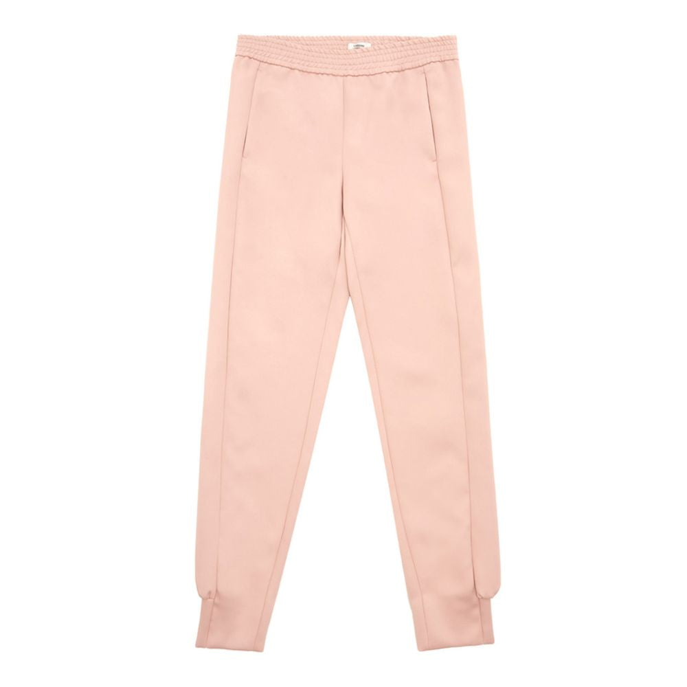 Pink Polyester Casual Pants
