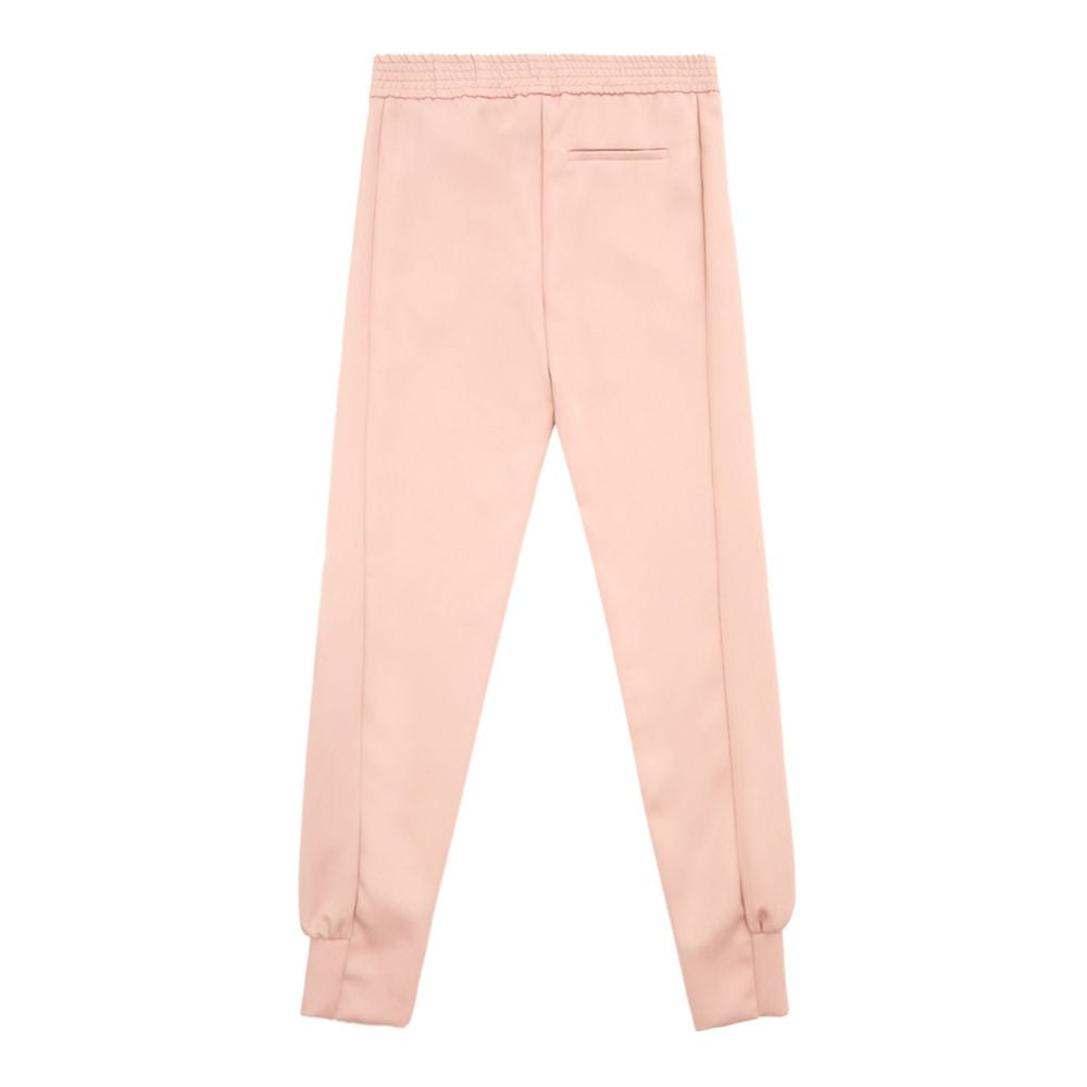 Pink Polyester Casual Pants