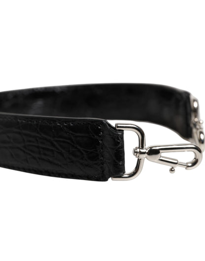 Black Alligator Leather Bag Shoulder Strap