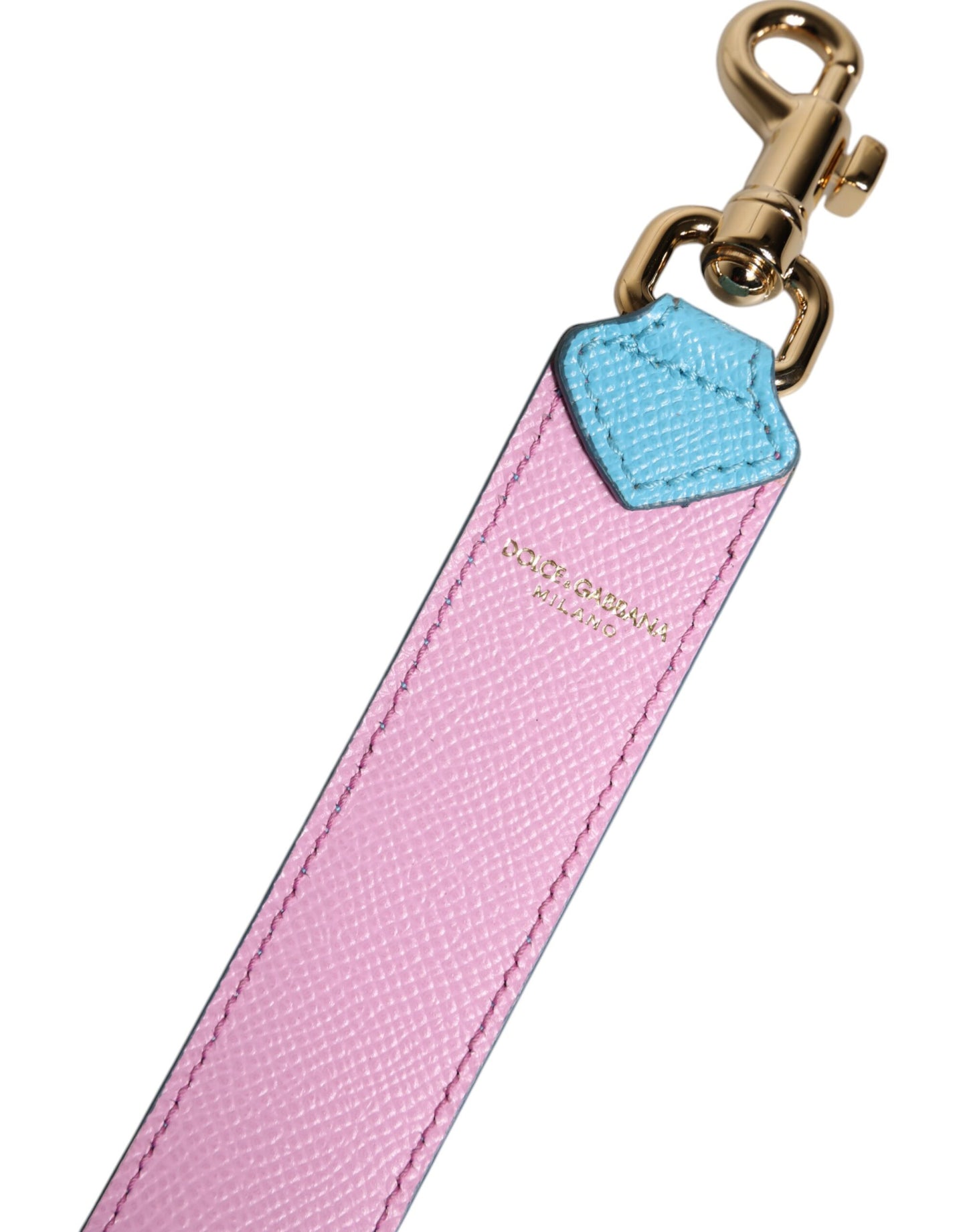Pink Blue Leather Handle Bag Shoulder Strap