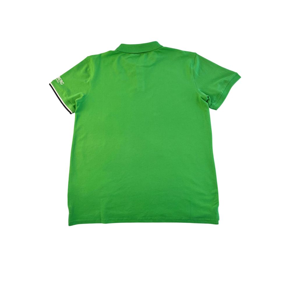 Green Cotton Men Polo Shirt