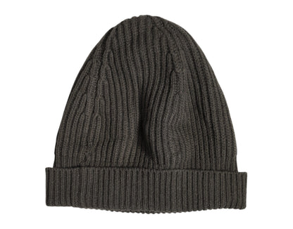 Green Wool DG Plaque Knitted Winter Beanie Hat