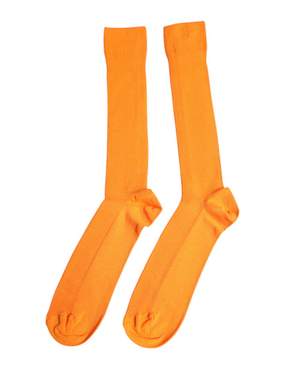 Orange Cotton Logo Over The Calf Socks