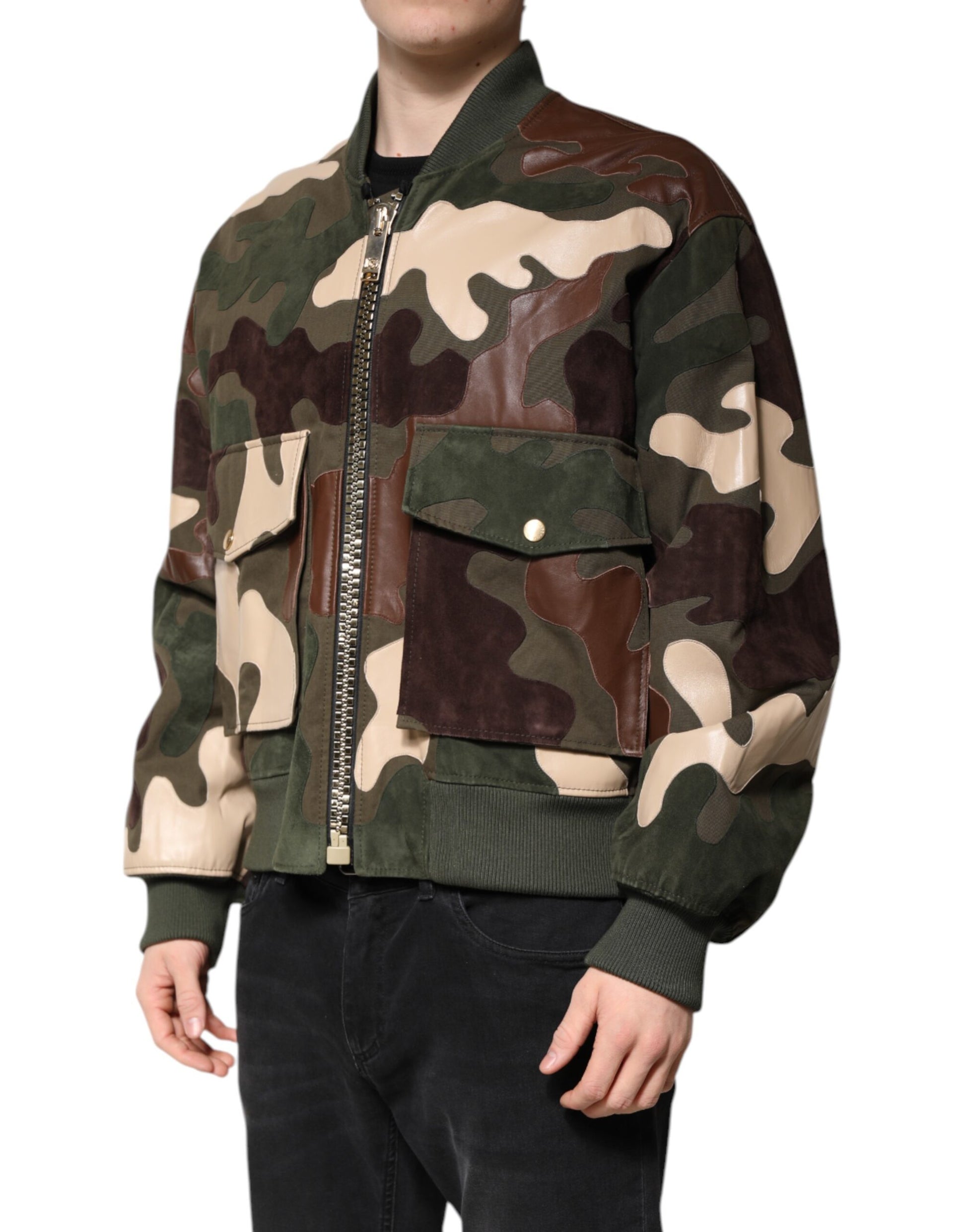Multicolor Cotton Bomber Full Zip Jacket