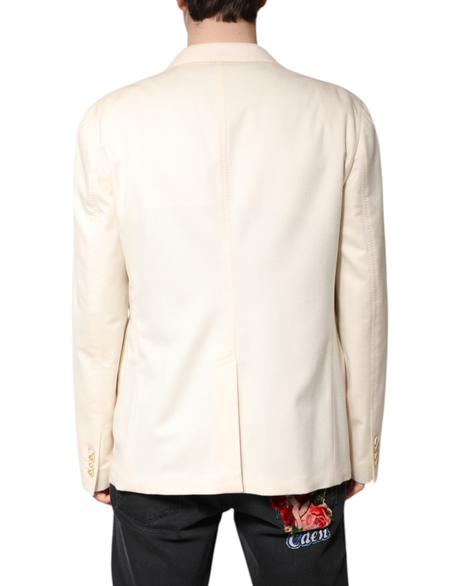 Beige Cashmere Double Breasted Coat Blazer
