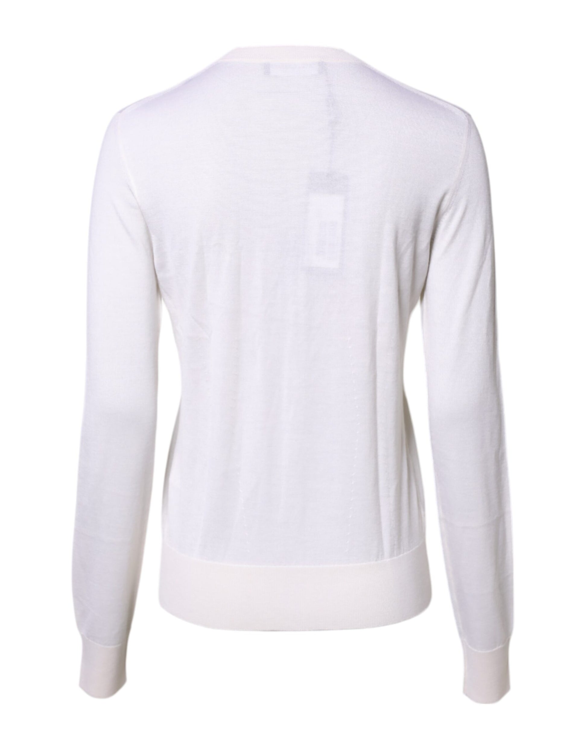 White Cashmere Crew Neck Top Cardigan Sweater