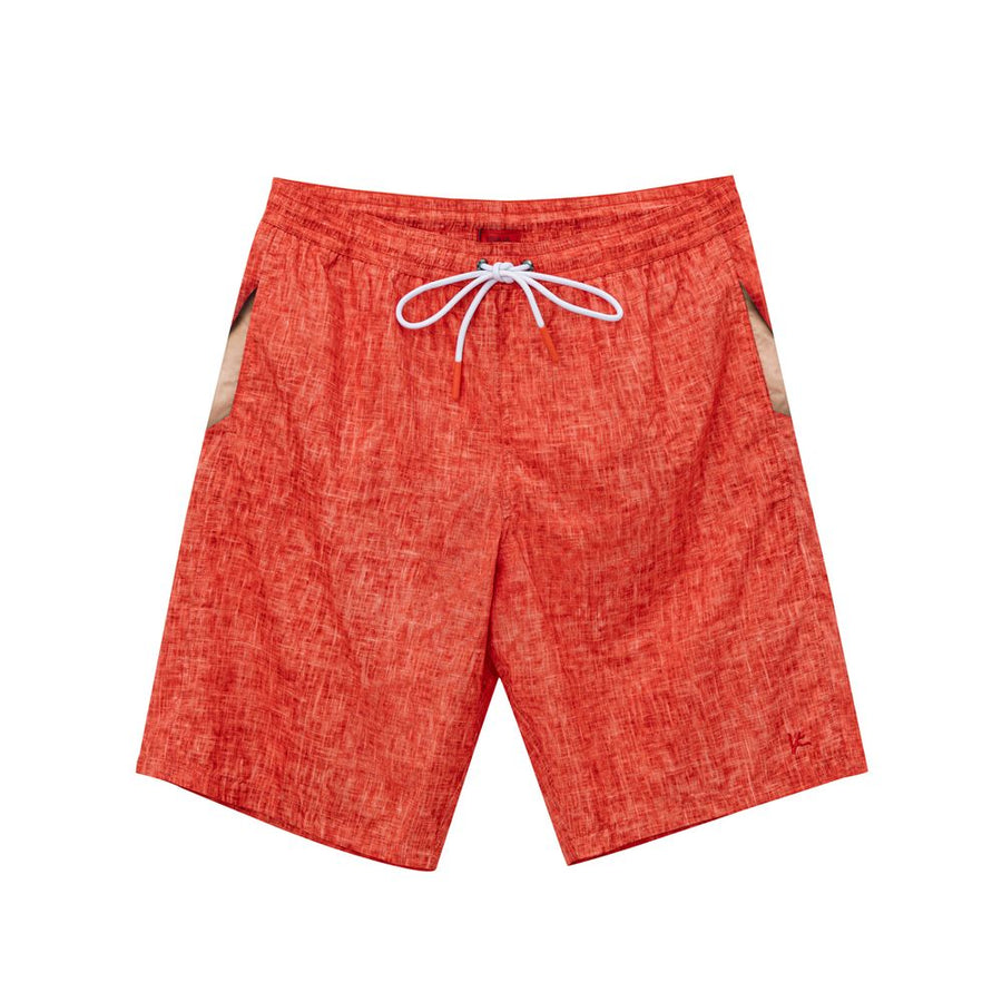 Red Polyester Swim Shorts
