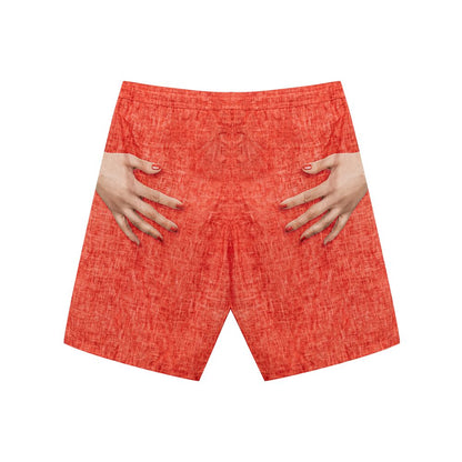 Red Polyester Swim Shorts