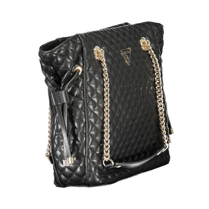Black Polyurethane Women Handbag