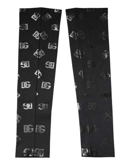 Black DG Logo Monogram Wool Stretch Arm Sleeves