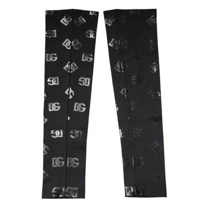 Black DG Logo Monogram Wool Stretch Arm Sleeves