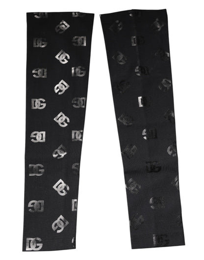 Black DG Logo Monogram Wool Stretch Arm Sleeves