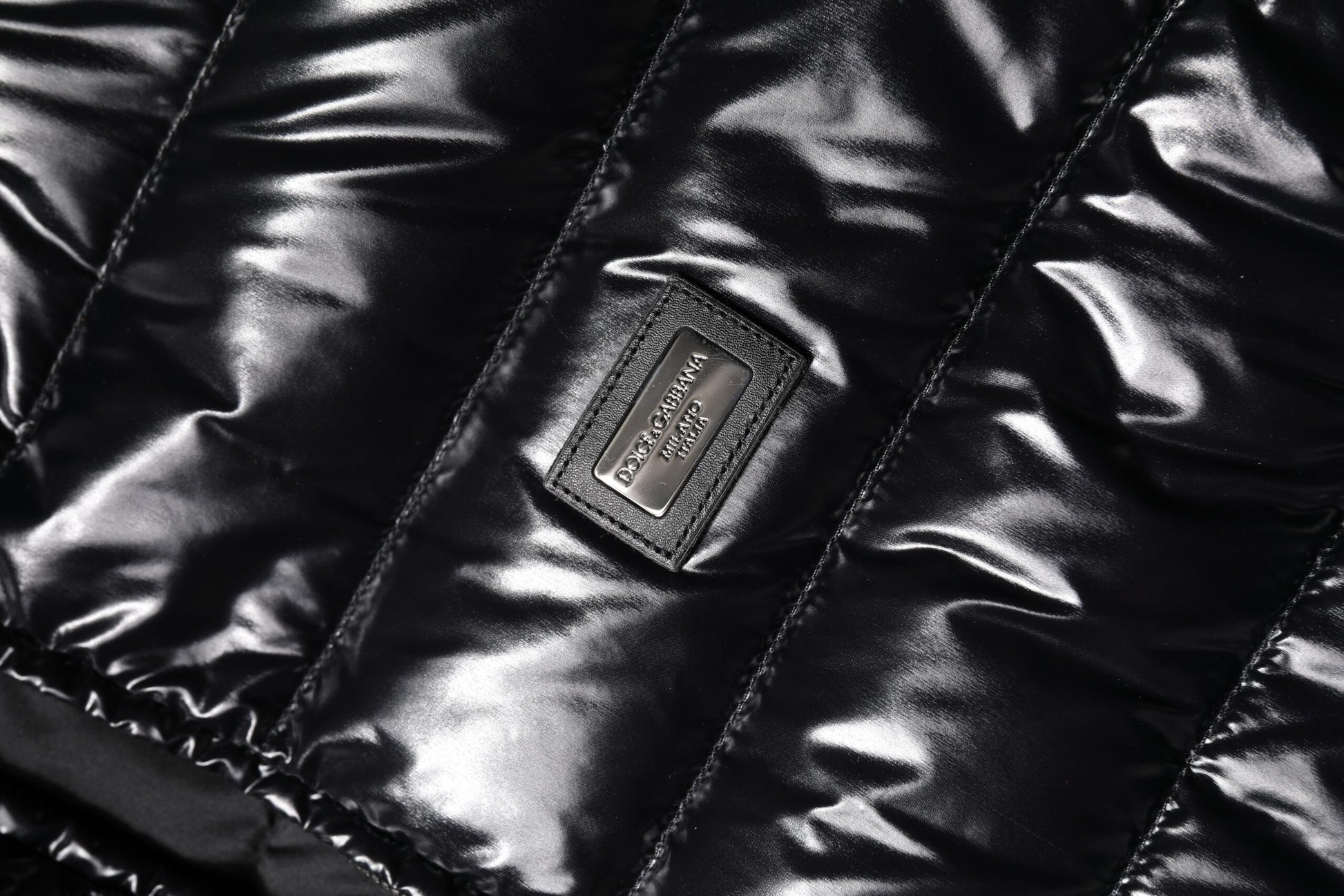Black Logo Plaque Full Zip Puffer Jacket