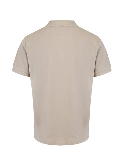Pale Stone Cotton Collared Polo Shirt