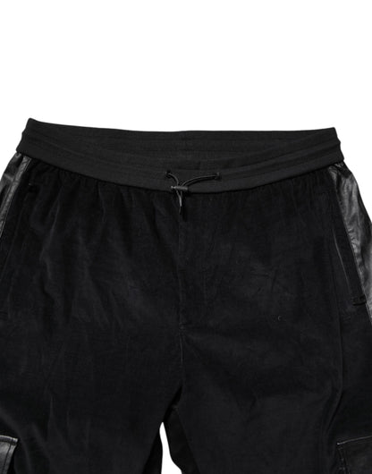 Black Cotton Cargo Jogger Sweatpants Pants