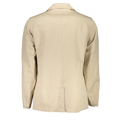 Beige Cotton Men Jacket