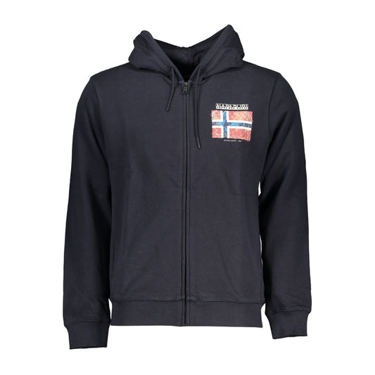 Blue Cotton Men's Hooded Sweatshirt
