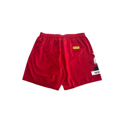 Red Polyester Men Swim Short