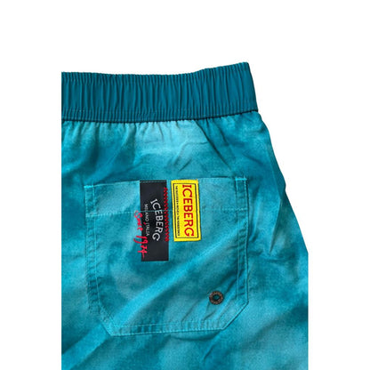 Light Blue Polyester Men Swim Short