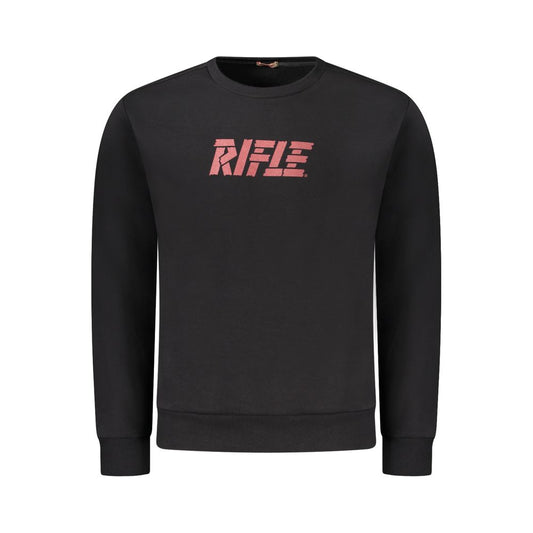 Black Cotton Men's Crewneck Sweater