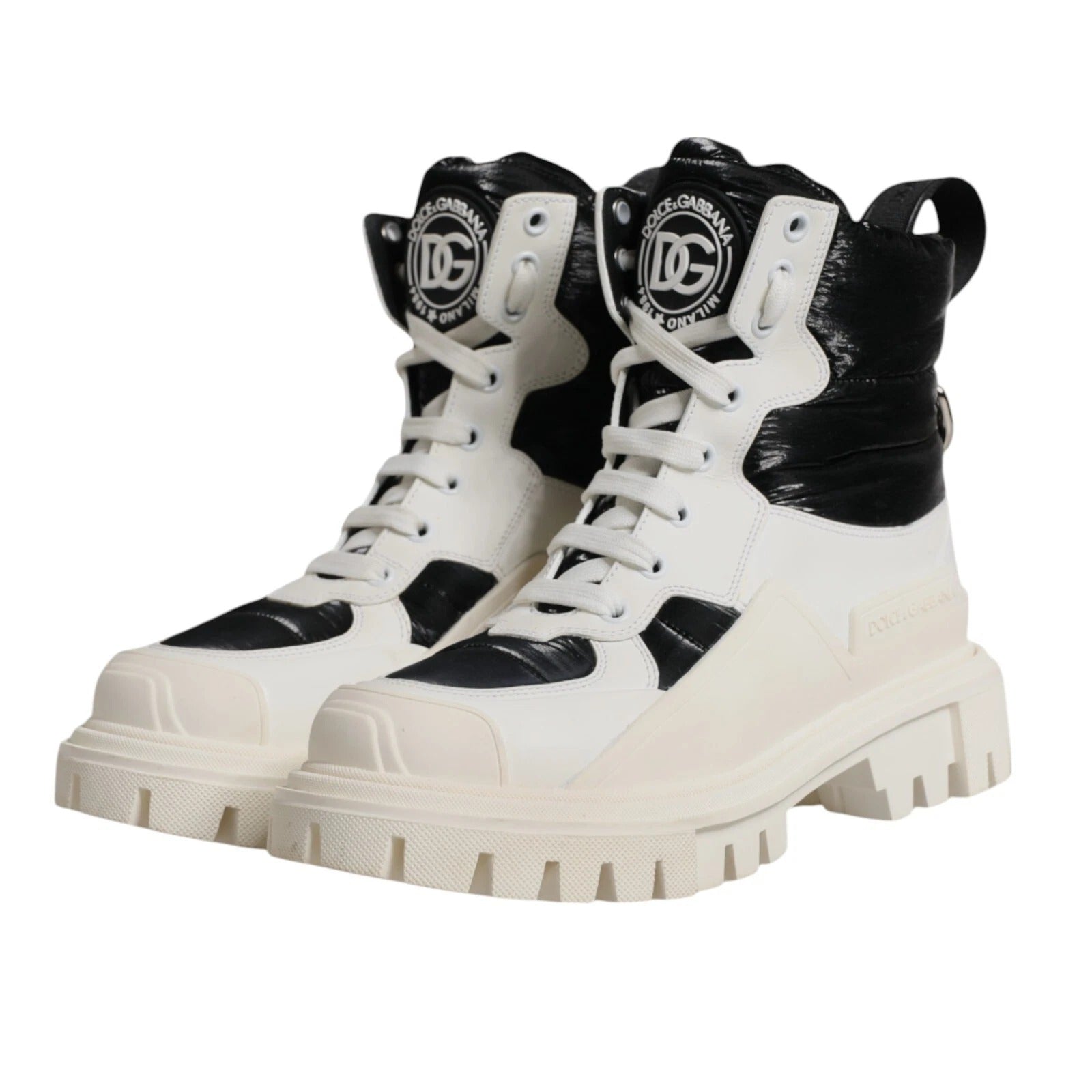 White Padded Mid Calf Lace Up Boots Shoes